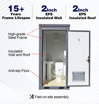 Single Private Toilet Stall with Sink