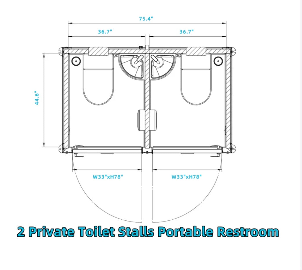 2 Private Toilet Stalls Portable Restroom