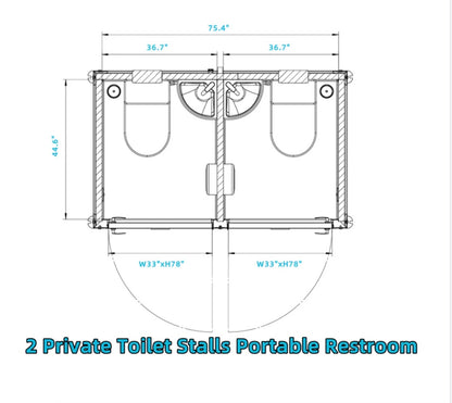 2 Private Toilet Stalls Portable Restroom